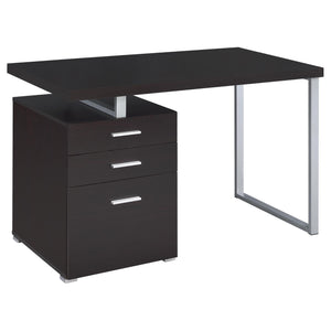 English Elm Cappuccino Modular 3-Drawer Reversible Office Desk with Metal Legs, Euro Glides & Ample Storage B062P145586
