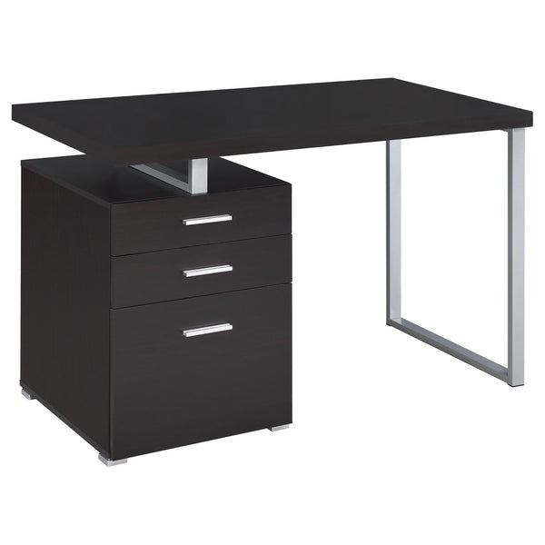 English Elm Cappuccino Modular 3-Drawer Reversible Office Desk with Metal Legs, Euro Glides & Ample Storage B062P145586
