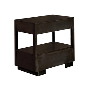 English Elm Smoked Peppercorn Two-Drawer Nightstand with Gold Trim, USB Ports, Felt Lined Drawers, Shelf B062P145477