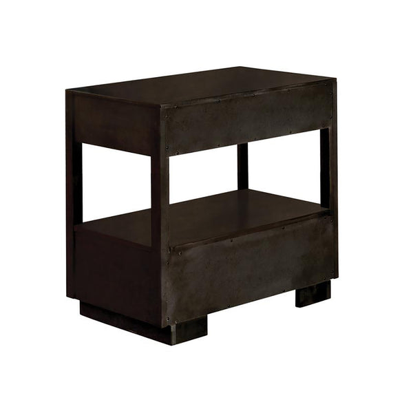 English Elm Smoked Peppercorn Two-Drawer Nightstand with Gold Trim, USB Ports, Felt Lined Drawers, Shelf B062P145477