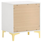 English Elm White and Gold 2-Drawer Rectangular Nightstand