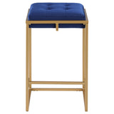 English Elm Blue and Gold Square Counter Height Stools (Set Of 2)