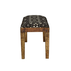 English Elm Black Mariah Upholstered Mango Wood Bench with Boho Black & White Cotton Seat, Rustic Entryway Charm B062P145573