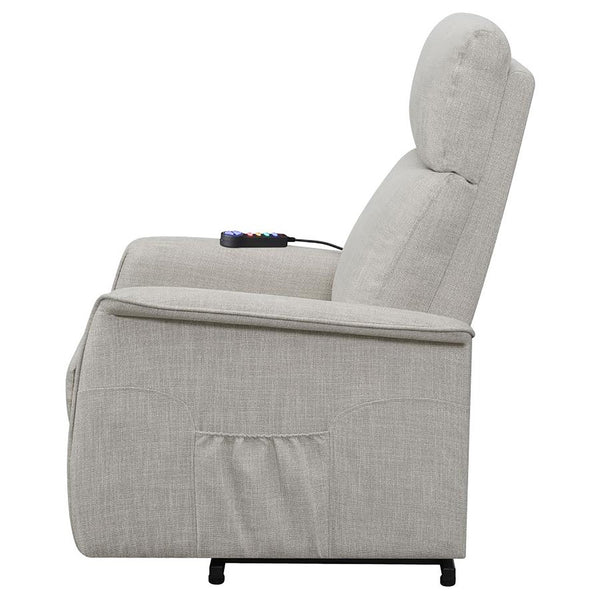 English Elm Beige Power Lift Recliner Chair with Memory Foam & Pocket Coil Seat, Wired Remote, 300 lb Capacity Functional Comfort for Living Room Relaxation B062P145469