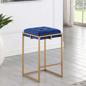 English Elm Blue and Gold Square Counter Height Stools (Set Of 2)