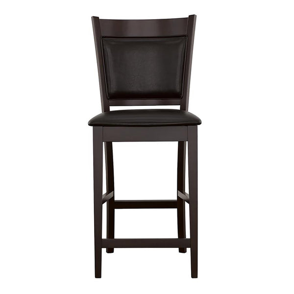 English Elm Black Black and Espresso Upholstered Counter Height Stools Set of 2 – Modern Leatherette Seats, 300 lb Capacity, Espresso Finish B062P145485