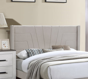 English Elm Light Brown Upholstered Platform Bed Queen with Geometric Tufted Burlap Headboard, Transitional Luxury Accenturniture B011P145821