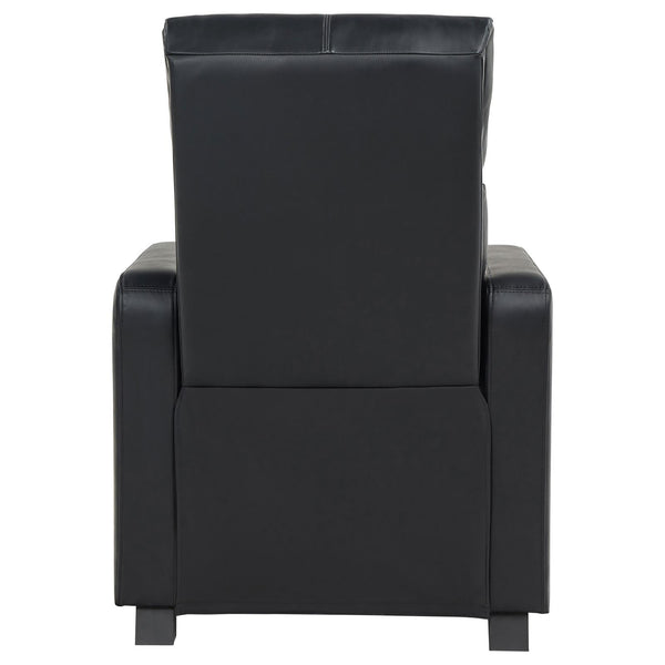 English Elm Black Upholstered Push-Back Recliner with Bonded Leather, Thin Track Arms & Theater-Style Comfort, Manual Recline B062P145564