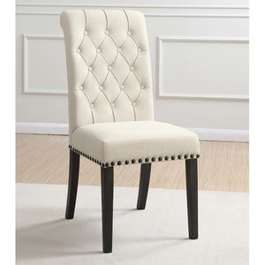 English Elm Beige Tufted Side Chairs Set Of 2 – Elegant Upholstered Seating With Nailhead Trim For Any Room B062P145465