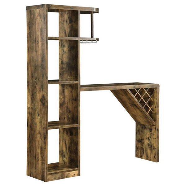 English Elm Kady Rustic Nutmeg Home Bar Cabinet with 9-Bottle Wine Rack, Stemware Holder & Spacious Countertop B062P145453