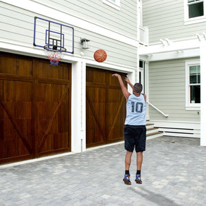 English Elm Wall-mounted Basketball Hoop Shatterproof Backboard Folding Rim All-weather Net W1408P198975