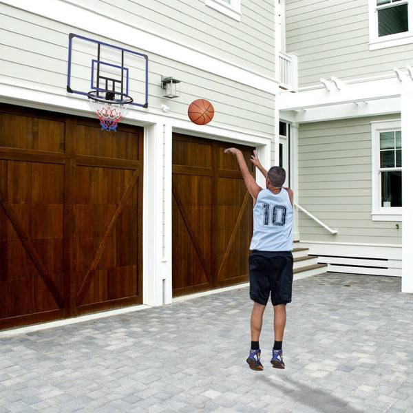 English Elm Wall-mounted Basketball Hoop Shatterproof Backboard Folding Rim All-weather Net W1408P198975