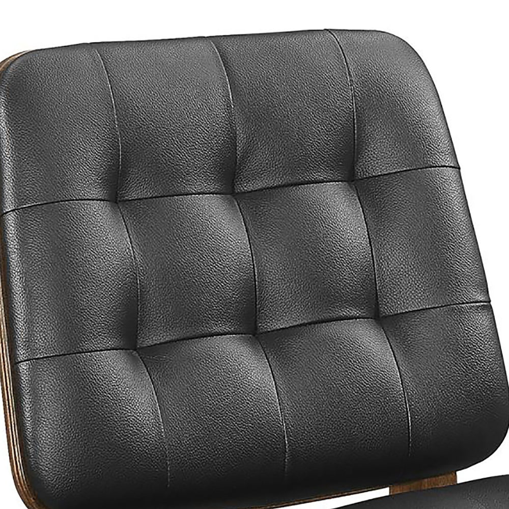 English Elm Black Tufted Back Side Chairs - Set Of 2, Midcentury Style With Natural Walnut Finish & Comfort B062P145448