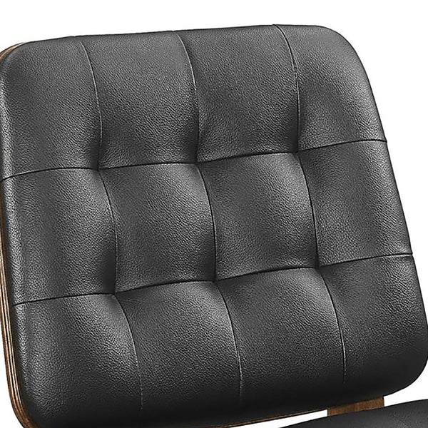 English Elm Black Tufted Back Side Chairs - Set Of 2, Midcentury Style With Natural Walnut Finish & Comfort B062P145448