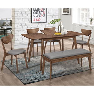English Elm Natural Walnut Rectangular Dining Table with Butterfly Leaf, Mid-Century Modern Style, 63" Long Elegance B062P145455