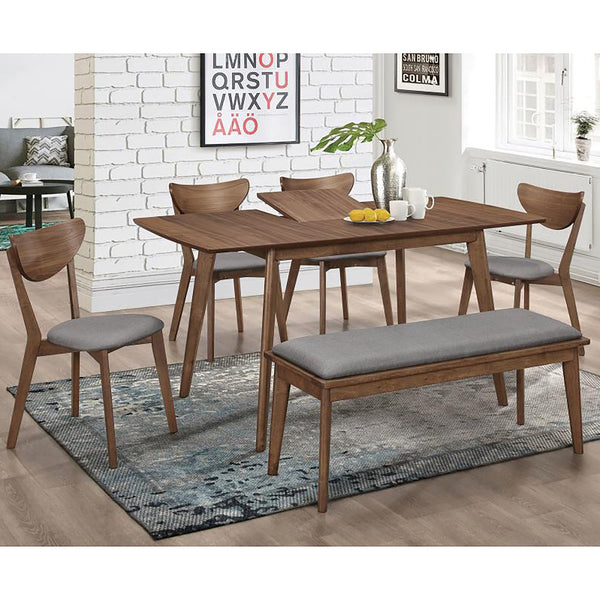 English Elm Natural Walnut Rectangular Dining Table with Butterfly Leaf, Mid-Century Modern Style, 63" Long Elegance B062P145455
