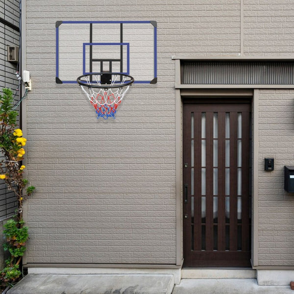 English Elm Wall-mounted Basketball Hoop Shatterproof Backboard Folding Rim All-weather Net W1408P198975