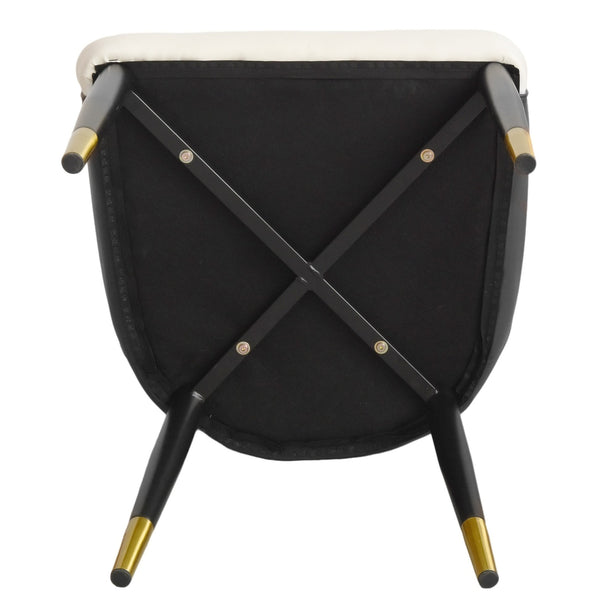 English Elm Modern PU sponge-filled dining chair with faux leather, foam comfort, metal legs and 280lb capacity Dark brown+White W1535119449