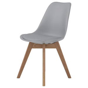 English Elm Grey Swedish Modern Padded Side Chairs Set of 2 with Leatherette Wrap and Solid Oak Splayed Legs, Cozy B062P145597