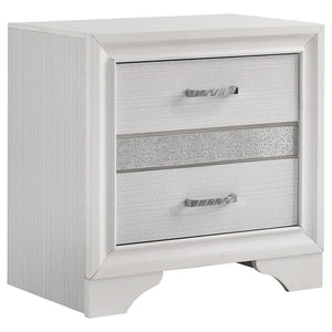 English Elm White 2-Drawer Nightstand With Hidden Jewelry Tray