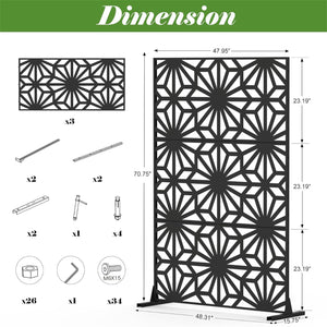 English Elm Metal Decorative Privacy Screens - Freestanding Sunflower Design For Garden, Patio & Indoor Spaces W1859P145845