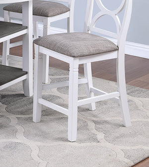 English Elm Counter Counter Height Dining Set with Oak Veneer Round Table, Padded Curve-Back Chairs & Storage White 48 L x 48 W x 17 H B011P145833