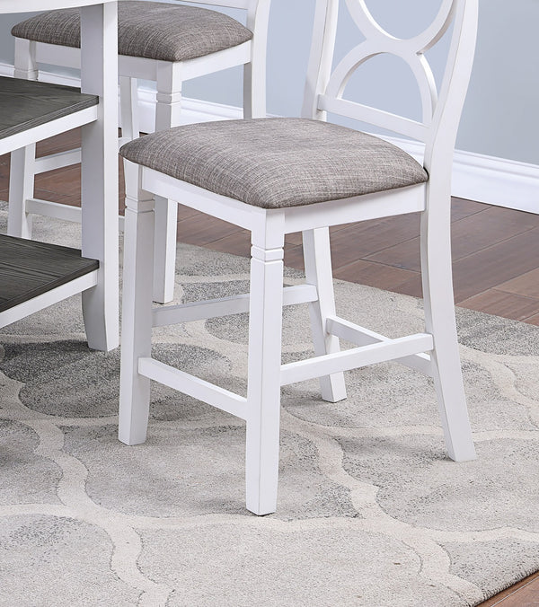 English Elm Counter Counter Height Dining Set with Oak Veneer Round Table, Padded Curve-Back Chairs & Storage White 48 L x 48 W x 17 H B011P145833