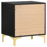 English Elm Black and Gold 2-Drawer Rectangular Nightstand