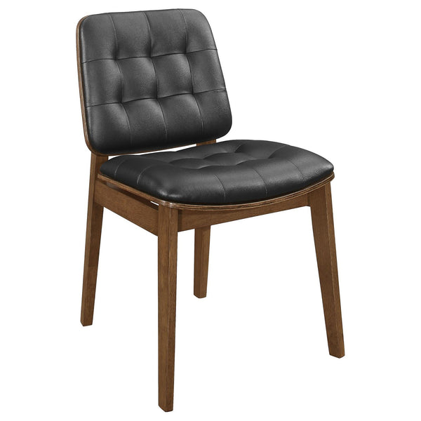English Elm Black Tufted Back Side Chairs - Set Of 2, Midcentury Style With Natural Walnut Finish & Comfort B062P145448