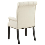 English Elm Beige and Smokey Black Tufted Arm Chair