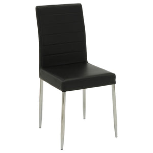 English Elm Black Faux Leather Dining Chairs Set Of 4 - Modern Chrome Legs For Stylish Comfort In Any Space B062P145451