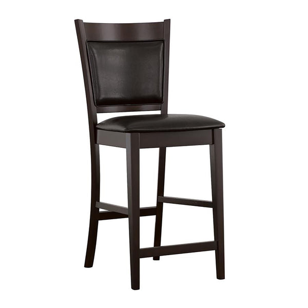 English Elm Black Black and Espresso Upholstered Counter Height Stools Set of 2 – Modern Leatherette Seats, 300 lb Capacity, Espresso Finish B062P145485