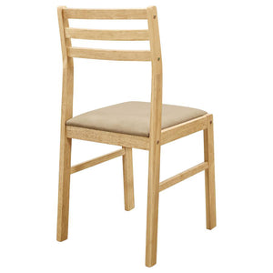 English Elm Natural 3-Piece Drop-Leaf Dining Set in Tan Upholstery — Compact Asian Tropical Wood Bistro Charm B062P145452