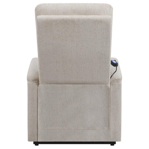 English Elm Beige Power Lift Recliner Chair with Memory Foam, Plush Chenille Upholstery, Storage Pocket & 375lb Capacity B062P145449