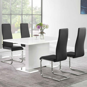 English Elm Black High Back Side Chairs Set of 4 with Chrome Frame, Bonded Leather Seats, Padded Comfort, Modern Dining Upgrade B062P145438