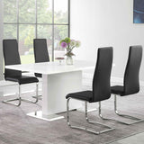 English Elm Black and Chrome High Back Side Chairs (Set Of 4)