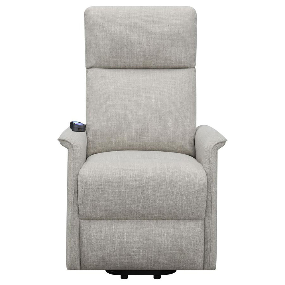 English Elm Beige Power Lift Recliner Chair with Memory Foam & Pocket Coil Seat, Wired Remote, 300 lb Capacity Functional Comfort for Living Room Relaxation B062P145469
