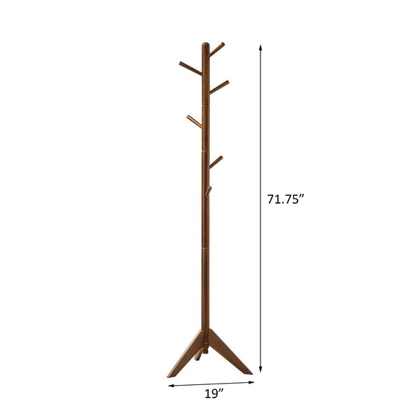 English Elm Walnut Rotating 6-Hook Coat Rack for Entryway — Sleek Rubberwood Design, Swivels, 11 lb Capacity B062P145446