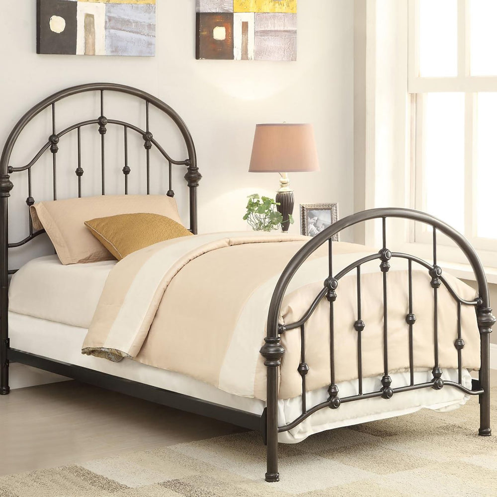 English Elm Dark Bronze Metal Twin Bed – Vintage Victorian Charm With Curved Design For Farmhouse & Traditional Styles B062P145575