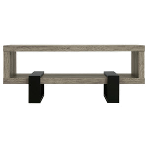 English Elm Grey Driftwood Modern 1-Shelf Coffee Table with Industrial Metal Accents, Spacious Display & Storage 92" B062P145594