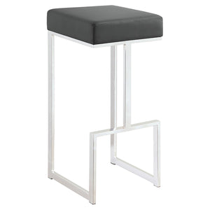 English Elm Grey and Chrome Upholstered Bar Stool