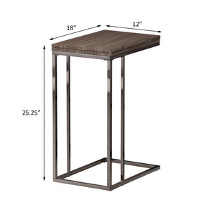English Elm Weathered Mortimer Snack Table with Expandable Top, Nickel Frame, Weathered Wood-Grain Finish, Sofa Caddy B062P145458
