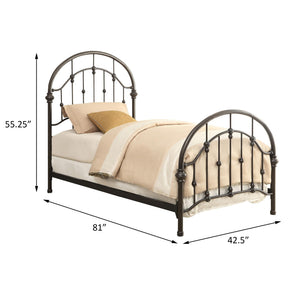 English Elm Dark Bronze Metal Twin Bed – Vintage Victorian Charm With Curved Design For Farmhouse & Traditional Styles B062P145575