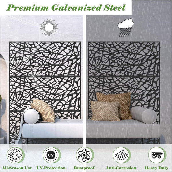 English Elm Metal Privacy Screens - Stylish Freestanding Garden & Room Dividers For Indoor/Outdoor Spaces, Easy Setup W1859P145760