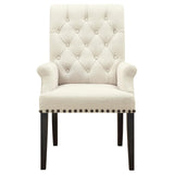 English Elm Beige and Smokey Black Tufted Arm Chair