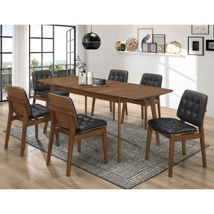 English Elm Black Tufted Back Side Chairs - Set Of 2, Midcentury Style With Natural Walnut Finish & Comfort B062P145448