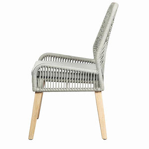 English Elm Grey Della Woven-Back Dining Chairs Set of 2 — Weathered Wash Mango Wood, Crisscross Rope Comfort Seats B062P145460