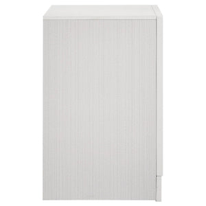 English Elm White Glam Nightstand with 2 Drawers, Hidden Felt-Lined Jewelry Tray, Crystal Pulls & Metallic Finish B062P145596