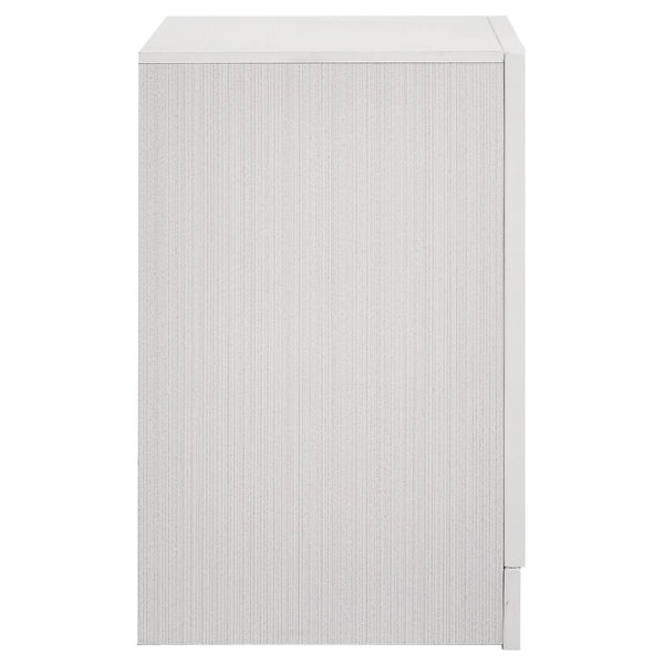 English Elm White Glam Nightstand with 2 Drawers, Hidden Felt-Lined Jewelry Tray, Crystal Pulls & Metallic Finish B062P145596