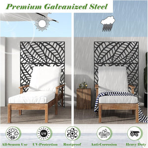 English Elm Metal Privacy Screen - Elegant Freestanding Divider For Indoor & Outdoor Spaces, Leaf Design Panels W1859P145764